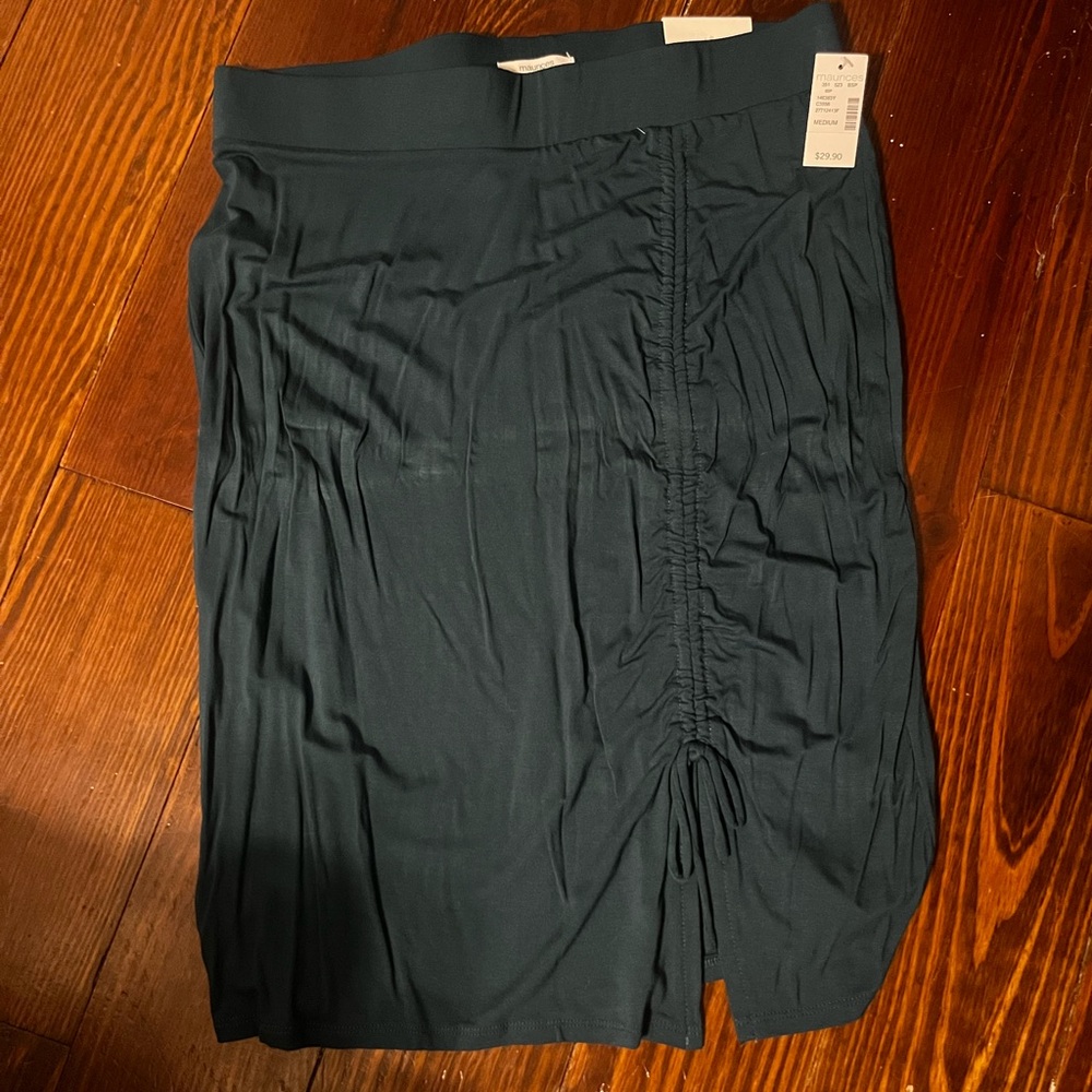 Maurices Dark Teal Ruched Pencil Skirt - Picture 2 of 6